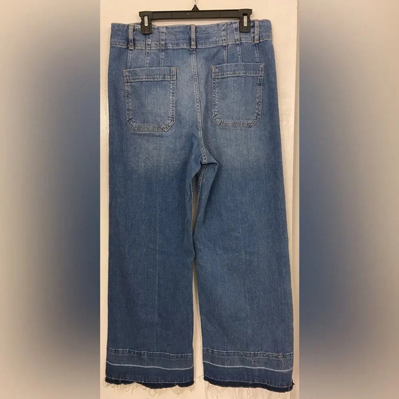 Pilcro The Skipper Cropped Wide Leg Jeans Frayed Hems Blue Size 32 - Picture 2 of 8